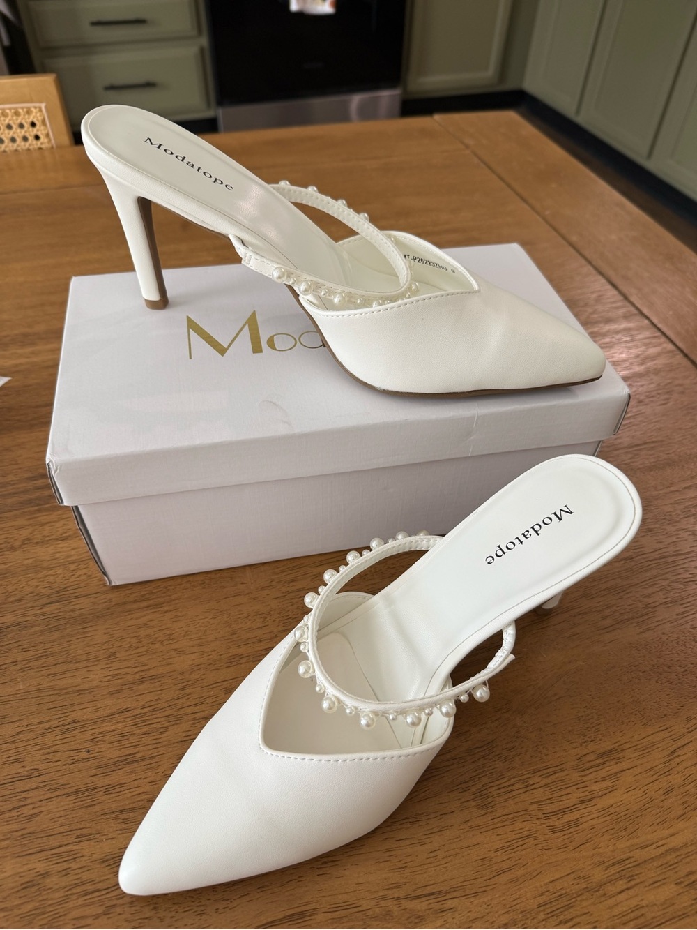 Women's Ivory Pearl Strap Heels